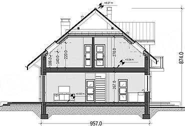 Jaskółka 6 z garażem 2-st. WRL1058 Przekrój