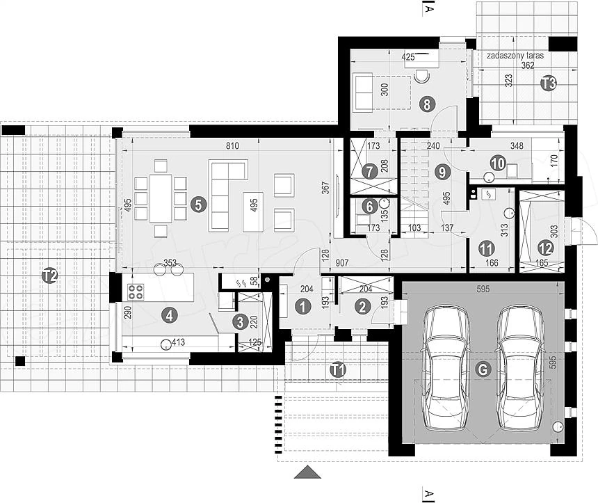 Rzut parteru Modern House New House 703 KRZ1068