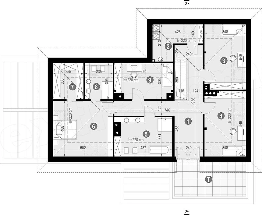 Rzut-poddasza Modern House New House 703 KRZ1068